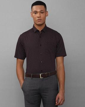 micro print slim fit shirt