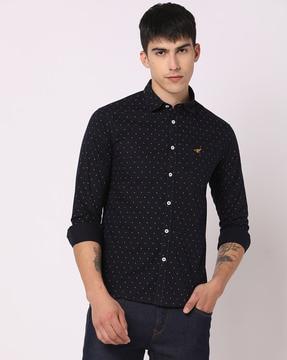 micro print slim fit shirt