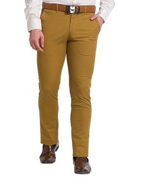 micro print slim fit trousers with insert pockets