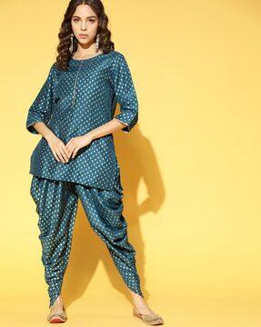 micro print straight kurta set