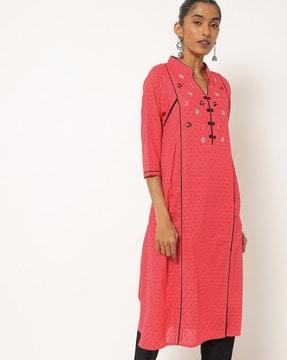 micro print straight kurta with pants