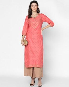 micro print straight kurta