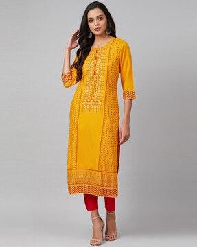 micro print straight kurta