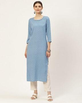 micro print straight kurta