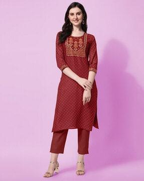 micro print straight kurta