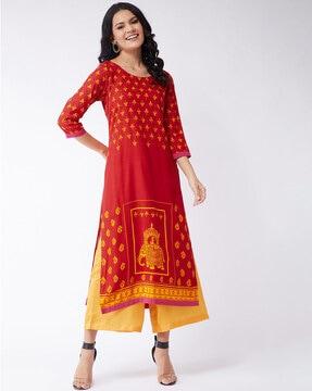 micro print straight kurti