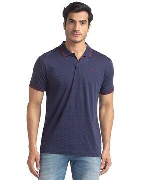micro print tailored fit polo t-shirt