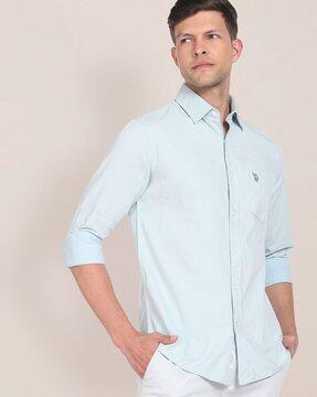 micro print tailored fit shirt