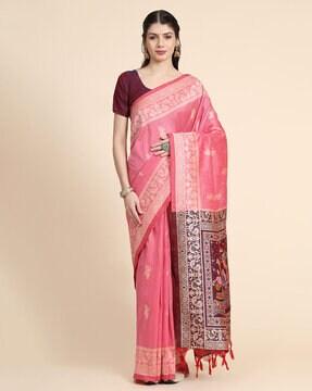 micro print traditional saree