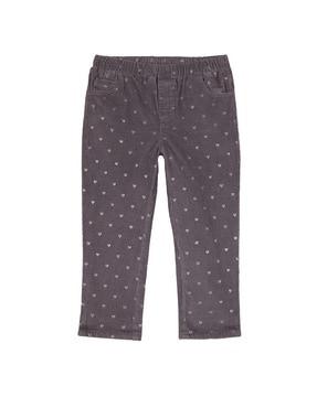 micro print trousers with 5 pockets