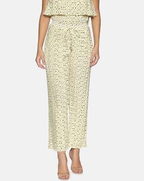 micro print trousers with elasticated waist