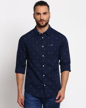 micro printed classic  shirt