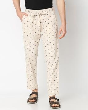 micro printed relaxed fit pants