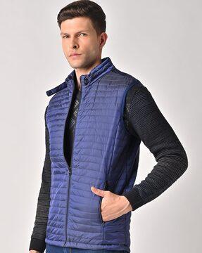 micro quilted zip-front gilet