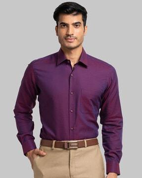 micro-striped regular fit shirt with patch-pockets