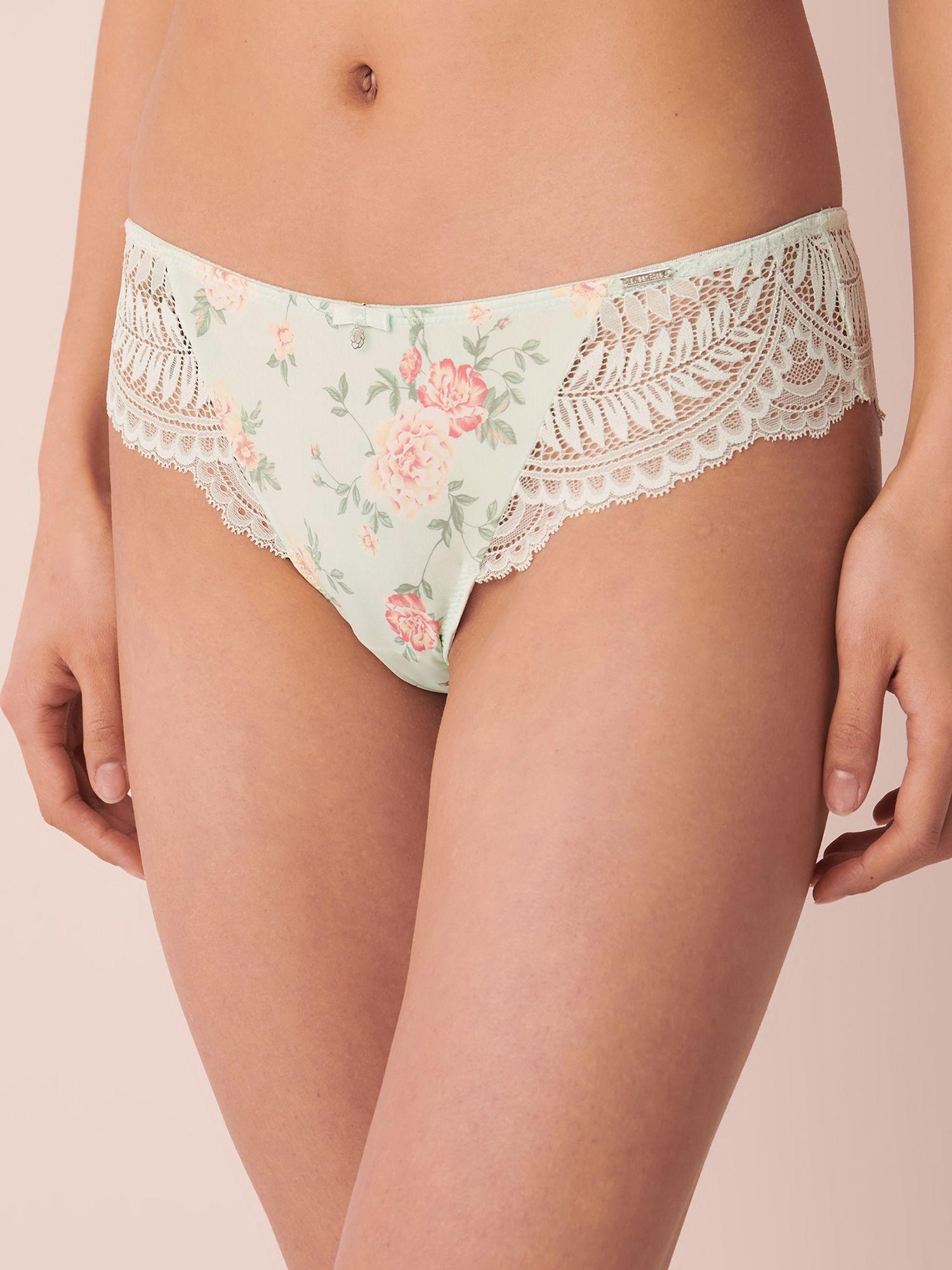 microfiber and lace cheeky panty