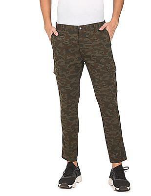 mid rise camouflage print trousers