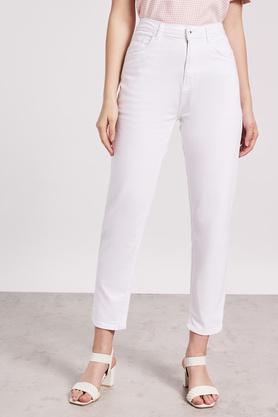 mid rise denim straight fit women's jeans - white