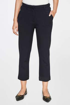 mid rise polyester regular fit  women's pant - black