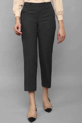 mid rise polyester regular fit women's pant - black