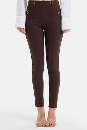 mid rise rayon skinny fit women's jegging - coffee