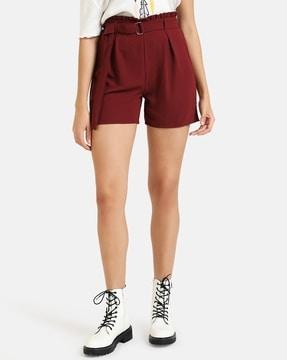 mid rise shorts with waist tie-up