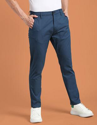 mid rise solid f-lite casual trousers