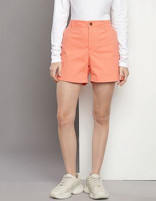 mid rise solid shorts