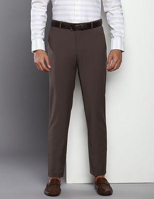 mid rise solid stretch trousers