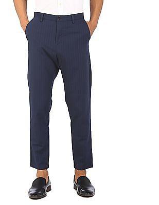 mid rise striped smart casual trousers