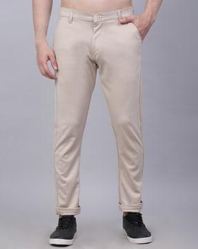 mid rise tapered fit trousers