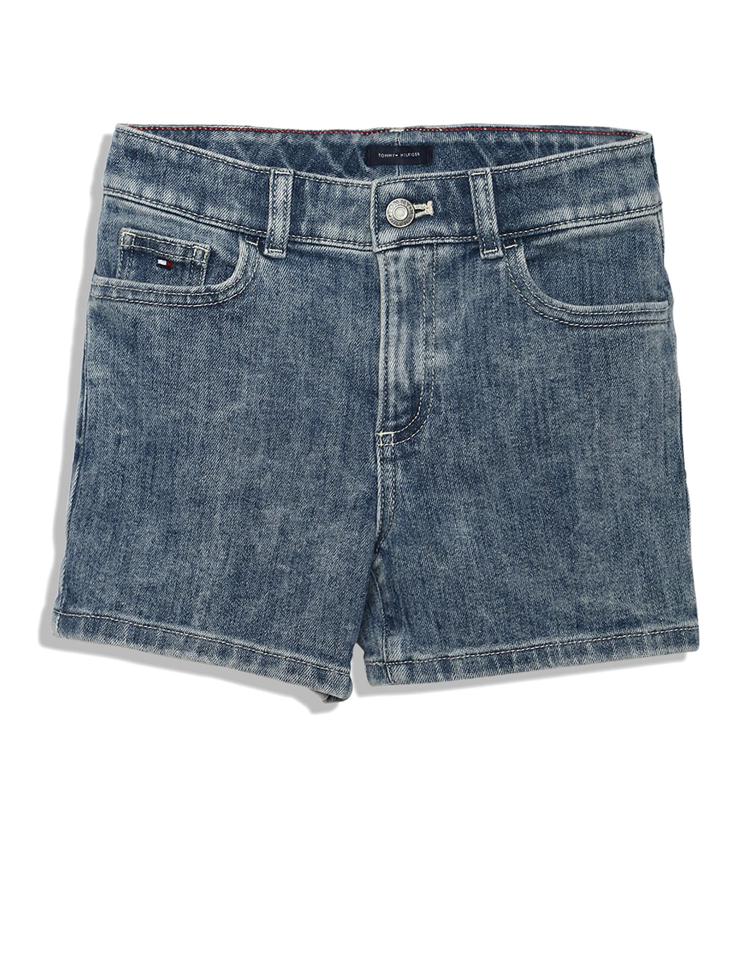 mid rise washed girlfriend shorts