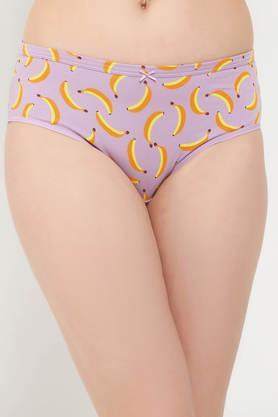 mid waist fruit print hipster panty in lilac - cotton - purple