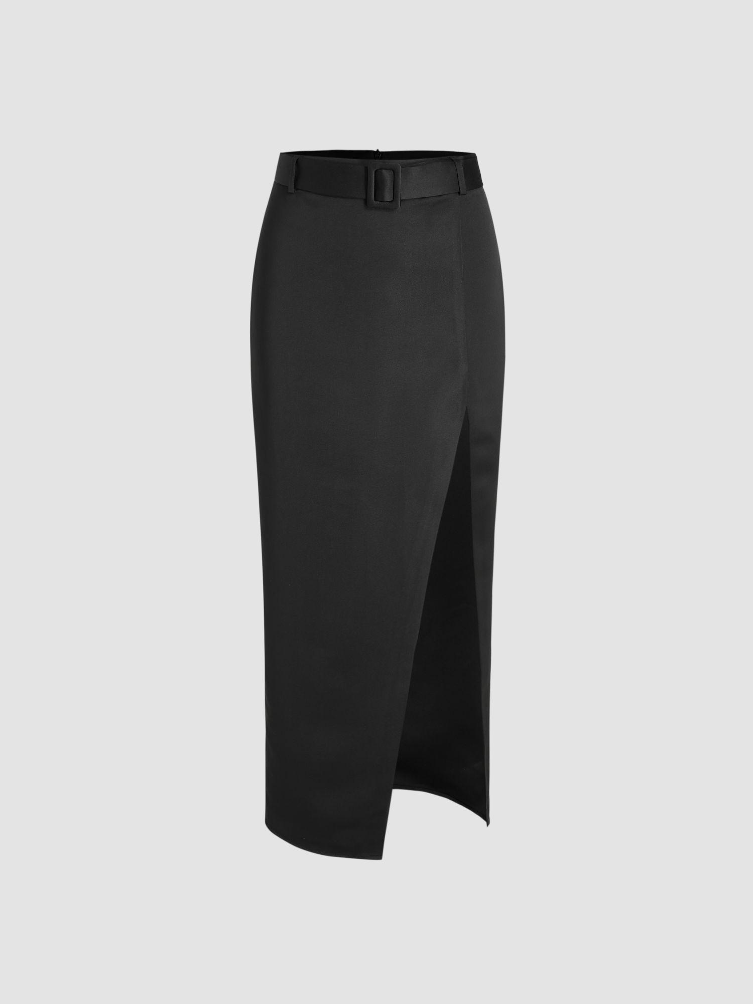 mid waist solid split maxi skirt (set of 2)