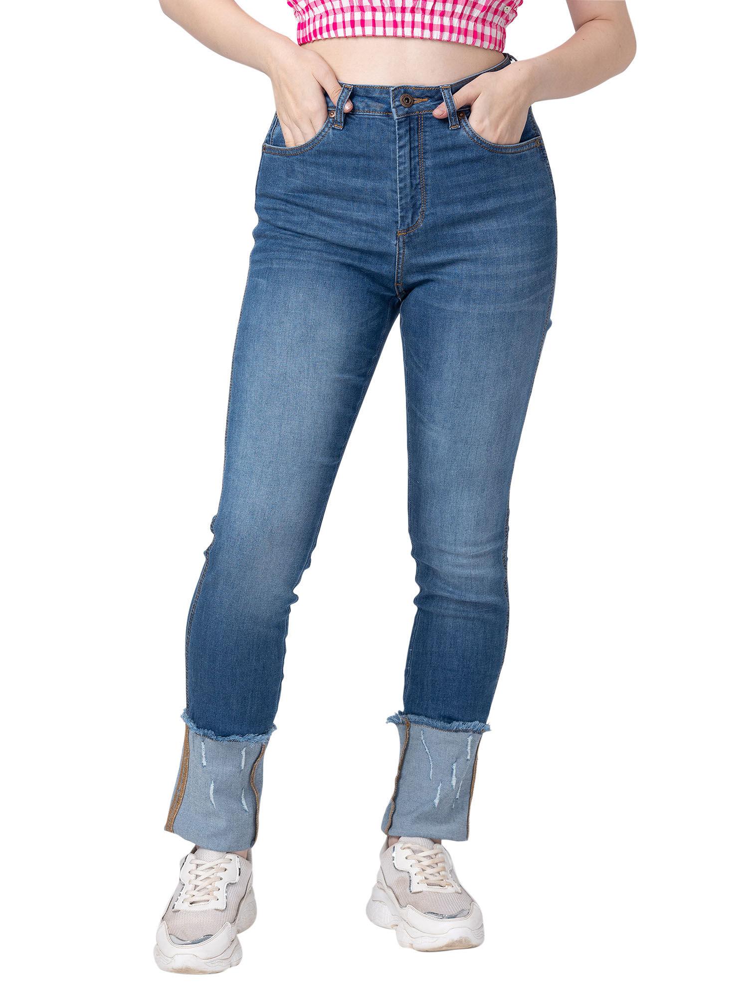 mid blue tone womens denim jeans