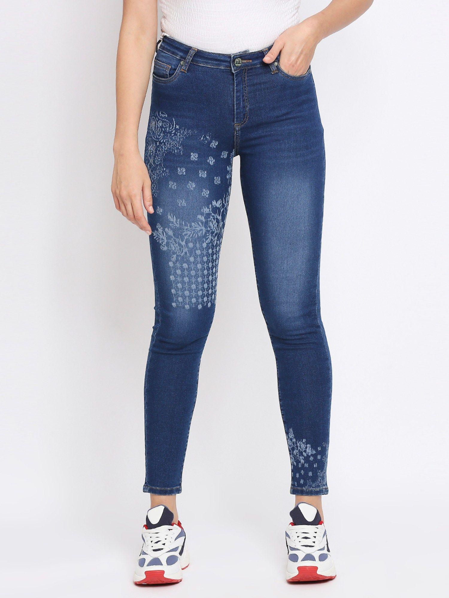 mid blue womens denim jeans