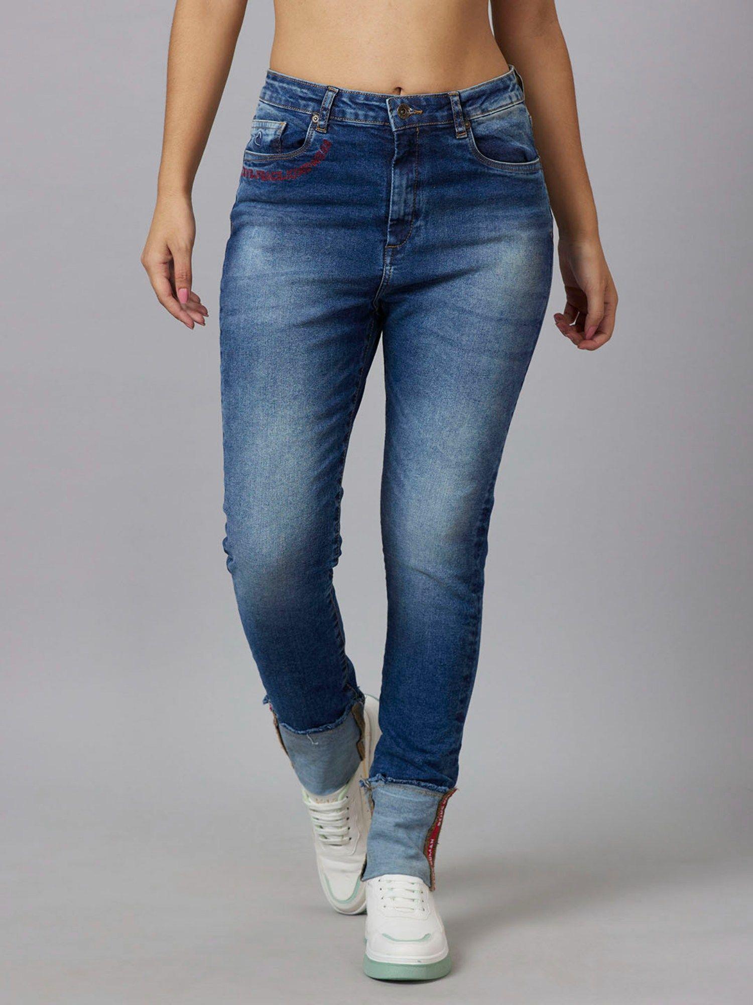 mid blue womens denim jeans