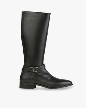 mid-calf length boots with buckle accent