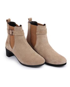 mid-calf boots with buckle fastening