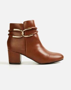 mid-calf length boots with metal accent