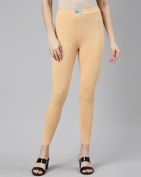 mid-calf length leggings with elasticated waistband