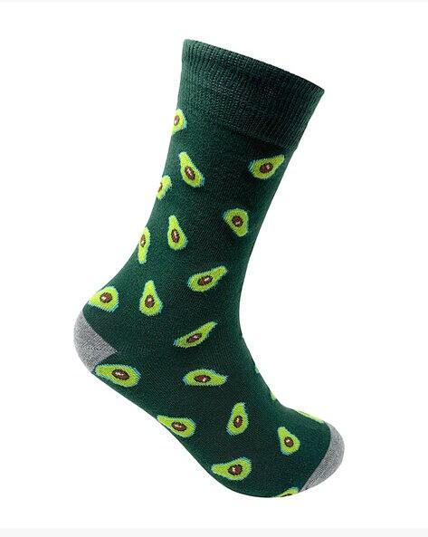 mid-calf length socks with woven pattern