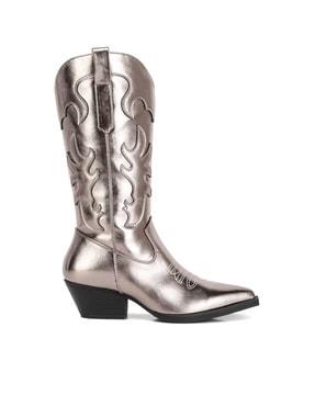mid-calf metallic cowboy boots