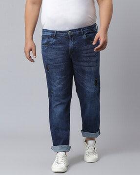 mid distress straight jeans