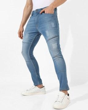 mid distressed straight jeans