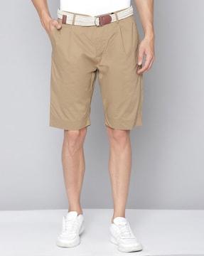 mid-rise bermuda shorts with waist belt