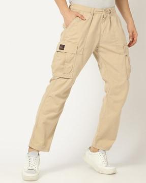 mid-rise cargo pants with insert pockets