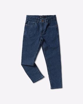 mid-rise clean jeans with insert pockets