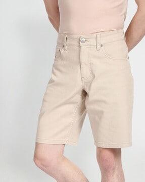 mid-rise comfort slim fit shorts