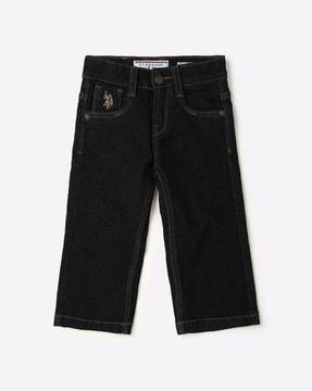 mid-rise cotton jeans
